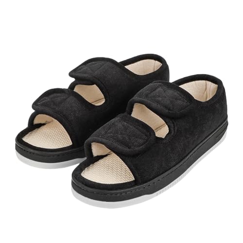ITODA Verbandschuhe Herren Damen extra Weit Offene orthopädische Sandalen Verstellbare Reha-Schuhe mit klettverschluss Gesundheitsschuhe Senioren Rutschfest Diabetiker Hausschuhe von ITODA