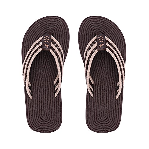 ITODA Zehentrenner Leinen Zehenstegpantolette für Herren Jungen Flipflop Strandschuhe Outdoor Pantoletten Sommer Hausschuhe Jungenschuhe Offene Sommerschuhe Badeschuhe für Strand Zuhause von ITODA