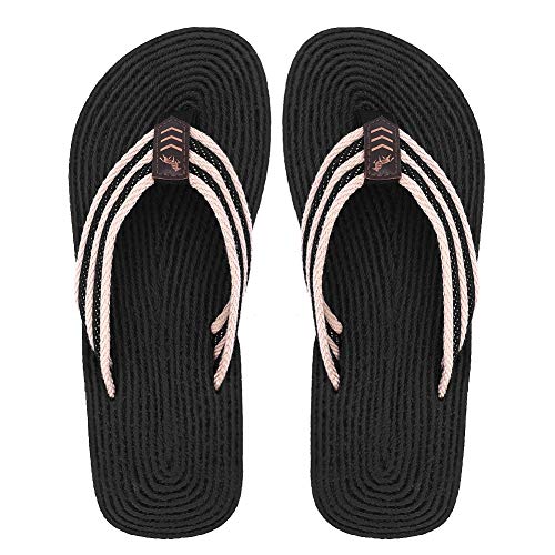 ITODA Zehentrenner Leinen Zehenstegpantolette für Herren Jungen Flipflop Strandschuhe Outdoor Pantoletten Sommer Hausschuhe Jungenschuhe Offene Sommerschuhe Badeschuhe für Strand Zuhause von ITODA