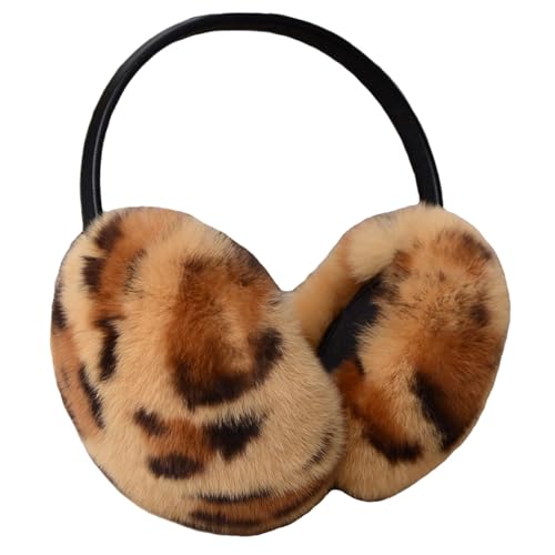 Ohrenwärmer Damen Angora Ohrenschützer Einstellbar Earmuffs Kunstfell Mädchen Ohrwärmer Winter Herbst Ohrenschutz Kälteschutz Ear Warmer Flauschig Ohrwärmer Warm Ohrmuscheln für Outdoor Leoparden von ITODA