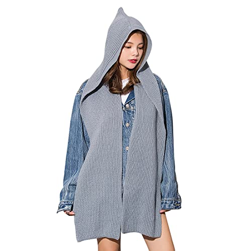 Schal Winter Unisex Winterschal Strick Grobstrickschal mit Kapuze Strickschal Poncho Deckenschal Damen Herren Schalmütze Modern Herbstschal Winddicht Damenschal Lang Kapuzenschal Outdoor Geschenk von ITODA