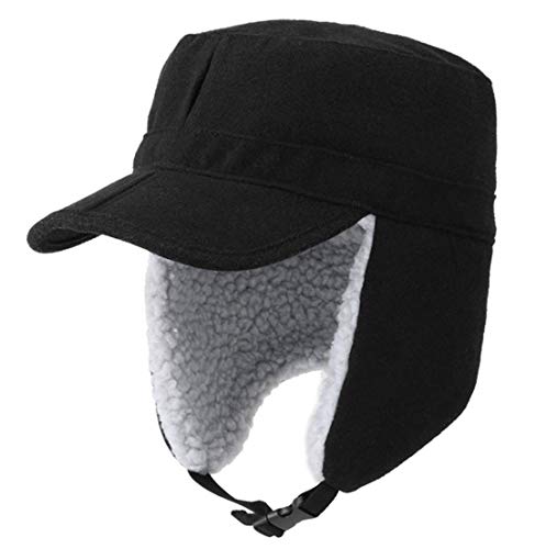 Schirmmütze Winter Trappermütze Unisex Fliegermütze Winddicht Wintermütze mit Ohrenklappen Winterhut Fleecefutter Filzhut Damen Herren Wollmütze Filz Mütze Warm Faltbar Skimütze Freizeit Fahrrad von ITODA