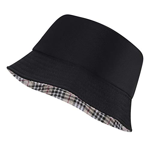 Sonnenhut Unisex Fischerhut Sommer UV Schutz Bucket Hut Beidseitig Fischermütze Kariert Anglerhut Einfarbig Buschhut Faltbar Wanderhut Lässig Gartenhut Damen Herren Sonnenmütze Outdoor Strand Reise von ITODA