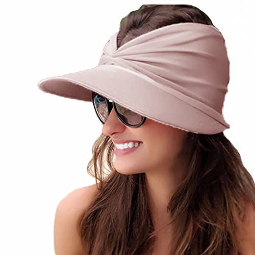 Sonnenvisor Damen Sommer Sonnenhut UPF 50+ Sommermütze Pferdeschwanz Sonnenmütze Breite Krempe Sonnenblende Extra Elastisch Sonnenkappe UV Schutz Sommerhut Mädchen Strandvisor Reise Strand (Rosa) von ITODA