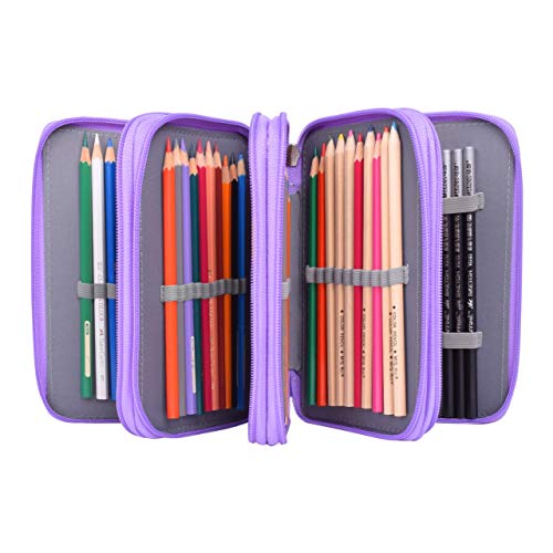 Stiftemappe Oxford Schlampermäppchen Violett Federmappe mit 4 Innentaschen Stiftetasche mit Großer Kapazität Federtasche Stifte Pinsel Bleistifte Aufbewahrungstasche Schüleretui für Kinder Erwachsene von ITODA