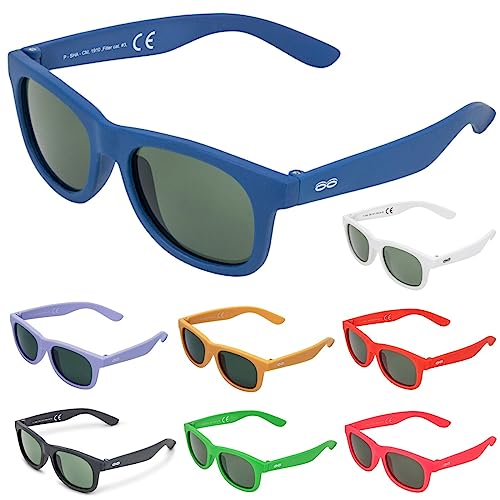 ITOOTI Classic Medium Kinder Sonnenbrille für Jungen und Mädchen ab 3 Jahren, Blau, Flexibler Gummirahmen, Leicht, 100% UV400 Schutz, inkl. Etui und Polycarbonat-Gläser von ITOOTI