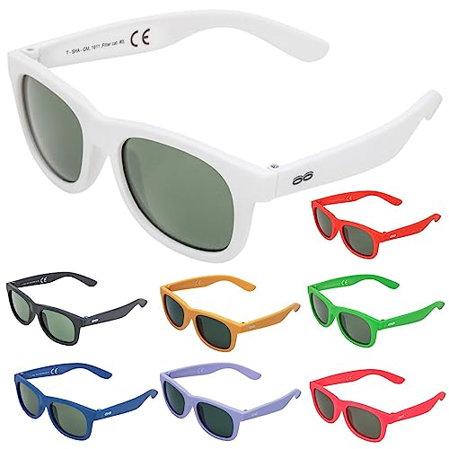 ITOOTI Classic Medium Kinder Sonnenbrille für Jungen und Mädchen ab 3 Jahren, Weiß, Flexibler Gummirahmen, Leicht, 100% UV400 Schutz, inkl. Etui und Polycarbonat-Gläser von ITOOTI