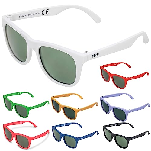 ITOOTI Classic Small Kinder Sonnenbrille für Jungen und Mädchen ab 0 Jahren, Weiß, Flexibler Gummirahmen, Leicht, 100% UV400 Schutz, inkl. Etui und Polycarbonat-Gläser von ITOOTI