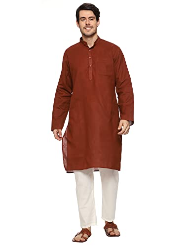 ITOS365 Kurta-Pyjama-Set für Herren, Baumwollmischung, Party, Mode, reguläre ethinische Kleidung, indisches Kleid, Geschenk für Männer, Heller Kaffee, X-Large von ITOS365
