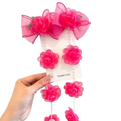 Haarspangen Damen Mesh Perle geflochtene Haarnadel Quaste Kopfbedeckung Haarspange geflochtene Haarkette Haarschmuck Haarspangen(Style4) von ITRHJTGP
