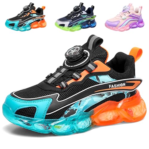 ITSOGOO Kinder Sneaker Laufschuhe Mode Mädchen 31 Jungen Sportschuhe Leicht Atmungsaktiv Laufschuhe Outdoor Fitnessschuhe Sneaker Hallenschuhe Walkingschuhe Joggingschuhe Schwarz von ITSOGOO