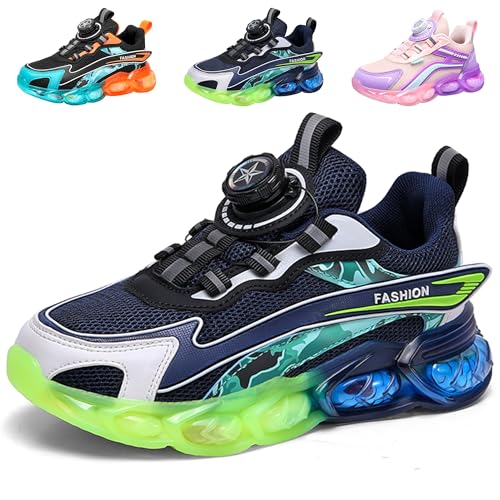 ITSOGOO Kinder Sneaker Laufschuhe Mode Mädchen 32 Jungen Sportschuhe Leicht Atmungsaktiv Laufschuhe Outdoor Fitnessschuhe Sneaker Hallenschuhe Walkingschuhe Joggingschuhe Dunkel Blau von ITSOGOO