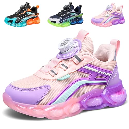 ITSOGOO Kinder Sneaker Laufschuhe Mode Mädchen Jungen Sportschuhe Leicht Atmungsaktiv Laufschuhe Outdoor Fitnessschuhe Sneaker Hallenschuhe Walkingschuhe Joggingschuhe Rosa 32 von ITSOGOO