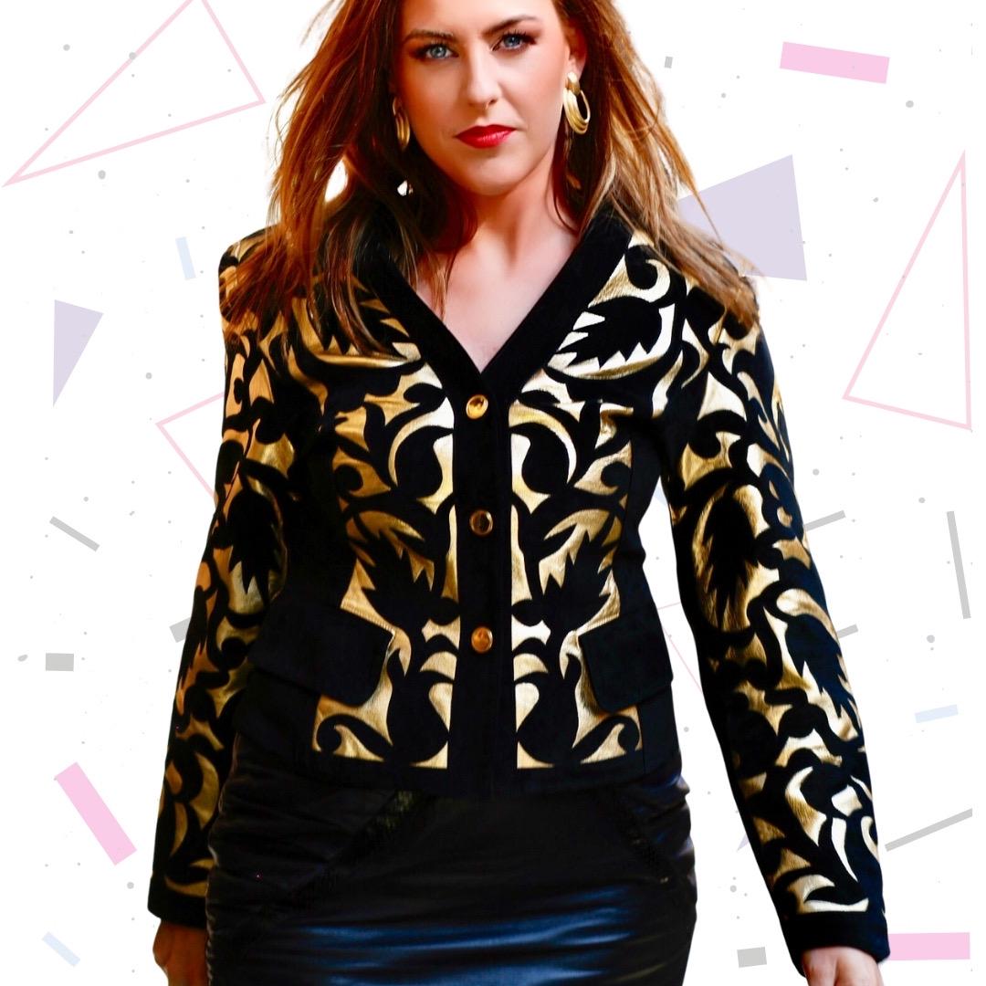 Schwarze Wildleder Michael Hoban North Beach Jacke Mit Gold Leder Design Schwarze Wildleder Michael Hoban North Beach Jacke Mit Gold Leder Design von ITSVINTAGEBBY