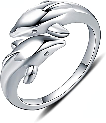 ITTRUH Modische verstellbare Ringe for Damen, verstellbare Ringe aus Sterlingsilber for Damen, offener Ring aus 925er Sterlingsilber, schöner Delfin-Schmuck ITTRUH Modische verstellbare Ringe for Damen, verstellbare Ringe aus Sterlingsilber for Damen, offener Ring aus 925er Sterlingsilber, schöner Delfin-Schmuck von ITTRUH