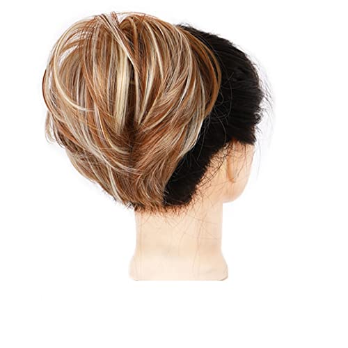 Messy Bun Haarteil, Damen Elastischer Haarknoten Synthetisches Scrunchie Donut Chignon Messy Haarverlängerungen Pferdeschwanz Hochsteckfrisur Abdeckung Haarteil for Hochzeitsfeier(Brown red and white) von ITTRUH