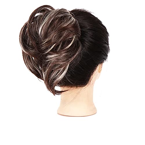 Messy Bun Haarteil, Damen Elastischer Haarknoten Synthetisches Scrunchie Donut Chignon Messy Haarverlängerungen Pferdeschwanz Hochsteckfrisur Abdeckung Haarteil for Hochzeitsfeier(Flower brown) von ITTRUH