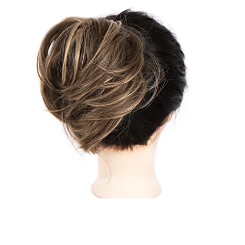 Messy Bun Haarteil, Damen Elastischer Haarknoten Synthetisches Scrunchie Donut Chignon Messy Haarverlängerungen Pferdeschwanz Hochsteckfrisur Abdeckung Haarteil for Hochzeitsfeier(Yellow brown) von ITTRUH