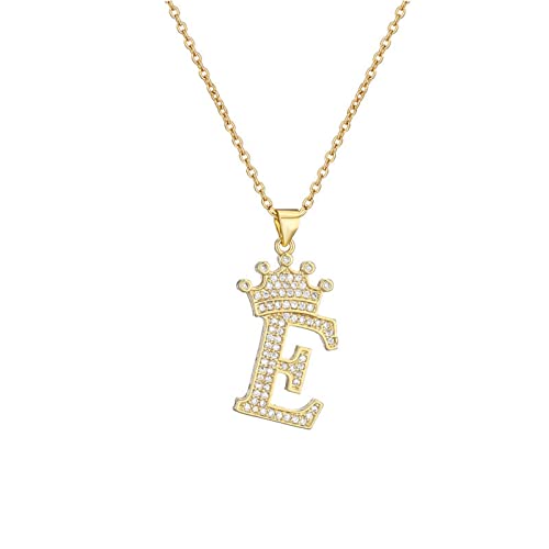 ITVIP A-Z Krone Initial Halskette für Männer Damen Hip Hop Micro-Set Zirkon Retention Iced Out Monogramm Anhänger mit 18 ''Kette + 2'' (Verlängert) DIY Namensschmuck von ITVIP