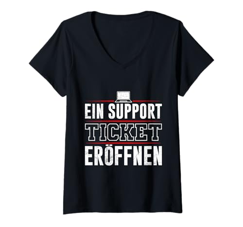 Damen Coder EIN Support Ticket ERÖFFNEN LUSTIG Science Coder T-Shirt mit V-Ausschnitt von ITler Shirt Informatik Nerd Computer Science Coder