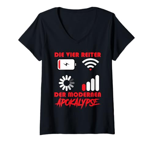 Damen Computer DIE Vier Reiter DER MODERNEN Apokalypse Coder T-Shirt mit V-Ausschnitt von ITler Shirt Informatik Nerd Computer Science Coder