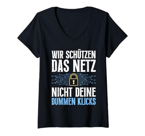 Damen Computer Science WIR SCHÜTZEN DAS Netz Nicht Dein Coder T-Shirt mit V-Ausschnitt von ITler Shirt Informatik Nerd Computer Science Coder