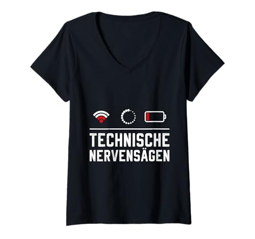 Damen Computer TECHNISCHE NERVENSÄGEN LUSTIG Computer Sciencecoder T-Shirt mit V-Ausschnitt von ITler Shirt Informatik Nerd Computer Science Coder