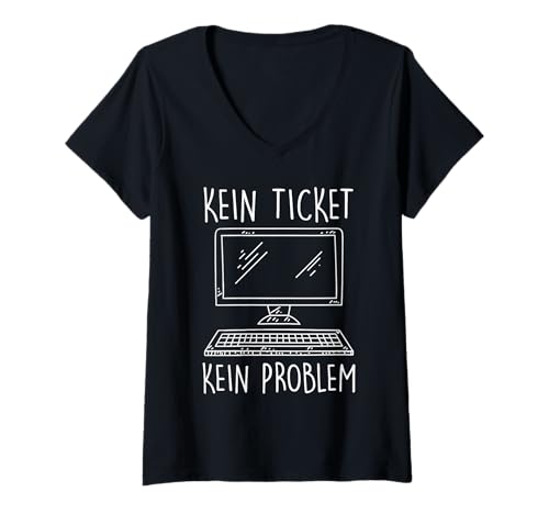 Damen IT Support KEIN Ticket KEIN Problem Lustig Computer T-Shirt mit V-Ausschnitt Damen IT Support KEIN Ticket KEIN Problem Lustig Computer T-Shirt mit V-Ausschnitt von ITler Shirt Informatik Nerd Computer Science Coder