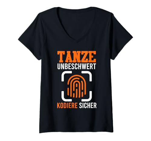 Damen Nerd Computer Dance Freely Code Tightly LUSTIG Science Coder T-Shirt mit V-Ausschnitt von ITler Shirt Informatik Nerd Computer Science Coder