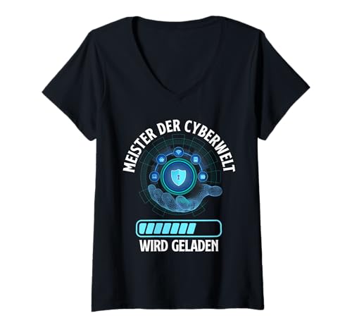 Damen Nerd Computer Meister DER CYBERWELT Wird GELADEN Coder T-Shirt mit V-Ausschnitt von ITler Shirt Informatik Nerd Computer Science Coder