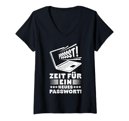 Damen Nerd Computer Shhhh TIME to Change Your Password Computer T-Shirt mit V-Ausschnitt von ITler Shirt Informatik Nerd Computer Science Coder