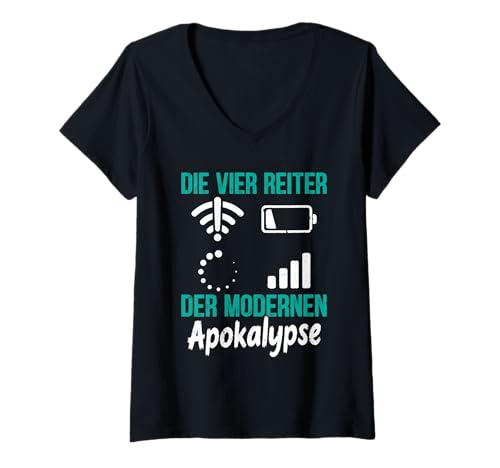 Damen Nerd DIE Vier MODERNEN Reiter DER Apokalypse Science Coder T-Shirt mit V-Ausschnitt von ITler Shirt Informatik Nerd Computer Science Coder