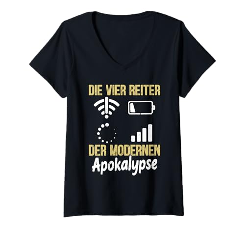 Damen Nerd DIE Vier MODERNEN Reiter DER Apokalypse Science Coder T-Shirt mit V-Ausschnitt von ITler Shirt Informatik Nerd Computer Science Coder