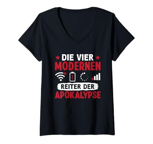 Damen Nerd DIE Vier MODERNEN Reiter DER Apokalypse Science Coder T-Shirt mit V-Ausschnitt von ITler Shirt Informatik Nerd Computer Science Coder