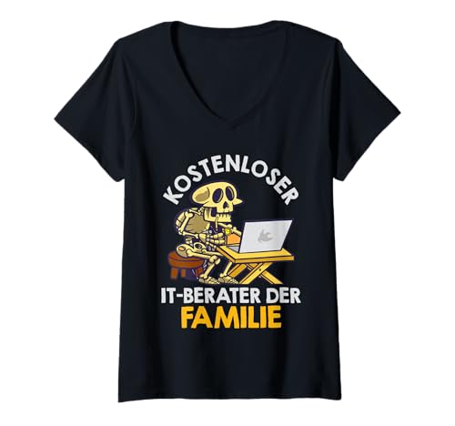 Damen Programmer KOSTENLOSER IT-Berater DER Familie Coding T-Shirt mit V-Ausschnitt von ITler Shirt Informatik Nerd Computer Science Coder