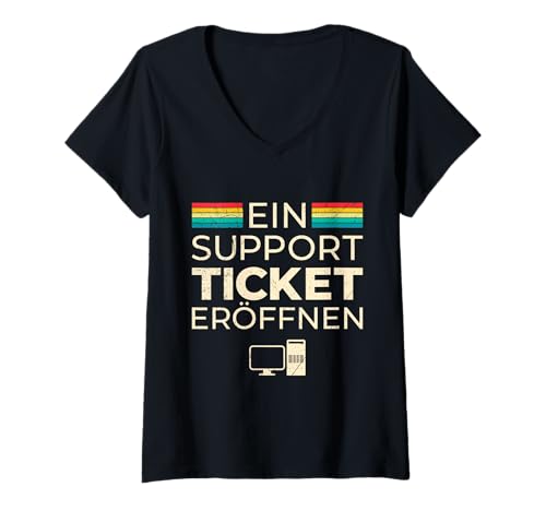 Damen Science Coder EIN Support Ticket ERÖFFNEN LUSTIG Coder T-Shirt mit V-Ausschnitt von ITler Shirt Informatik Nerd Computer Science Coder