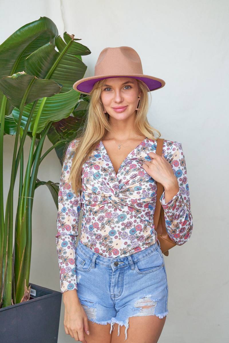 Knotenfront Floral Print Bodysuit von ITooFashionStore