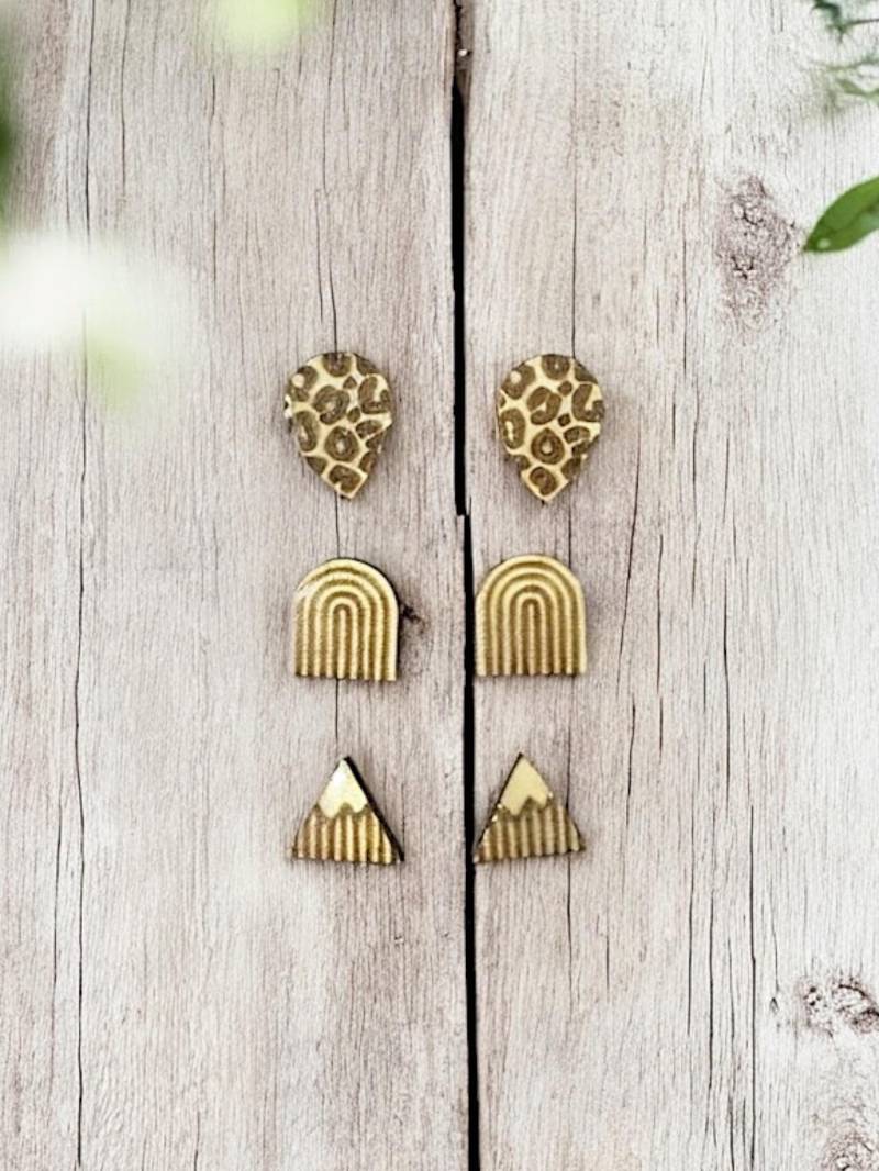 Ohrstecker Aus Holz & Epoxidharz - Muttertagsgeschenk | 3 Paar Boho Geschenk Für Frauen Design Ohrringe von ITsmellsLikeWood