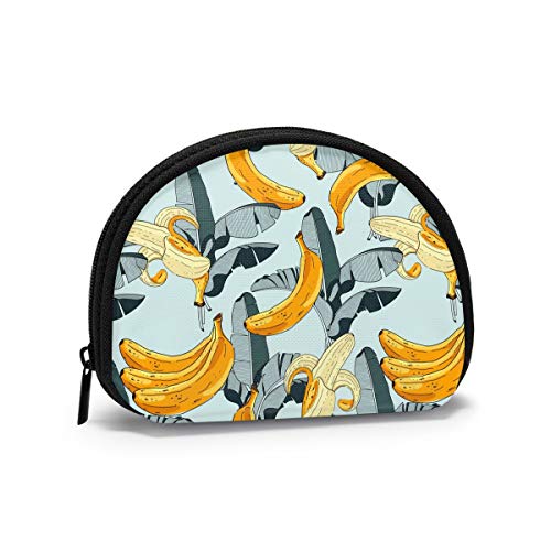 Banane und Blatt cLovely Black Chihuahua Münzgeldbörse Geldbörsen Kleingeldbeutel Mode Schlüsselhalter Reißverschluss Kleine Kosmetik-Make-up-Taschen von IUBBKI