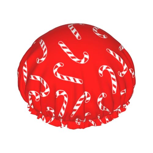 Candy Cane Christmas Red Duschhaube für Damen. Leichte, wiederverwendbare Hauben für Damen von IUBBKI