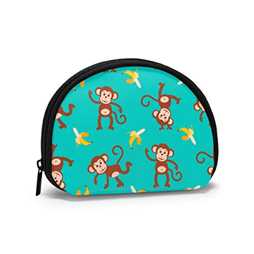 Cartoon Monkey Love Banana Sloth Music Insane Geldbörse Geldbörsen Kleingeldbeutel Stilvoller Schlüsselhalter Reißverschluss Kleine Kosmetik-Make-up-Taschen von IUBBKI