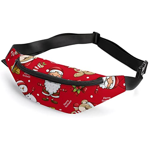 Cartoon Weihnachten Weihnachtsmann und Bär Cartoon Hundeknochen Muster Bauchtasche, Erwachsene Kinder Sport Gürteltasche für Männer Frauen von IUBBKI