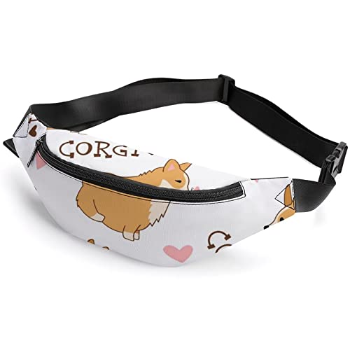 Corgi and Hearts Corgi and Hearts Fanny Pack, Sport-Gürteltasche für Erwachsene, Kinder, für Männer und Frauen von IUBBKI