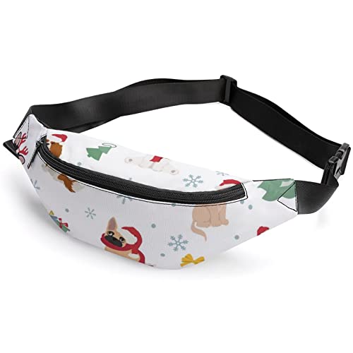 Cute Christmas Dog Cute Christmas Dog Fanny Pack, Adult Kids Sport Waist Bag for Men Women von IUBBKI