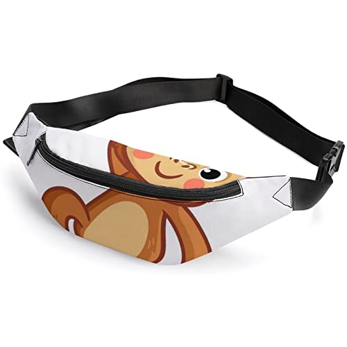 Cute Monkey Hanging On Liana Cute Cartoon Kawaii Cherry Fanny Pack, Adult Kids Sport Waist Bag for Men Women von IUBBKI