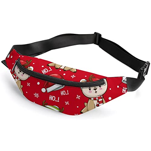 Deer Santa Cute Cartoon Funny Cute Cartoon Astronaut Fanny Pack, Adult Kids Sport Waist Bag for Men Women von IUBBKI