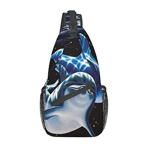 Delphin Schwarz Orange Rot Phoenix Mann Frau Sling Rucksack Mehrzweck Brusttasche Reise Tagesrucksack Anti-Diebstahl Umhängetasche Delphin Schwarz Orange Rot Phoenix Mann Frau Sling Rucksack Mehrzweck Brusttasche Reise Tagesrucksack Anti-Diebstahl Umhängetasche von IUBBKI