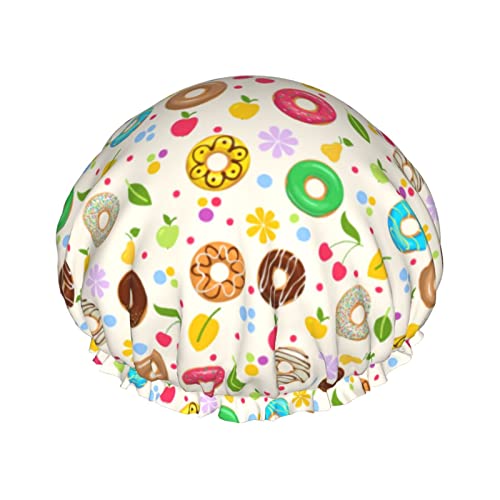 Duschhaube mit Donut-Aufdruck, gelbe Ente, 1er-Set, große Öffnung, dehnbare Badekappe mit elastischem Seil, wasserdicht, doppellagig, Badehut, wiederverwendbar, Badehaarkappe für Damen, Herren und Kin Duschhaube mit Donut-Aufdruck, gelbe Ente, 1er-Set, große Öffnung, dehnbare Badekappe mit elastischem Seil, wasserdicht, doppellagig, Badehut, wiederverwendbar, Badehaarkappe für Damen, Herren und Kin von IUBBKI