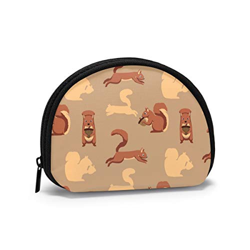 Eichhörnchen und Eichel cLovely Black Chihuahua Münzgeldbörse Geldbörsen Kleingeldbeutel Mode Schlüsselhalter Reißverschluss Kleine Kosmetik-Make-up-Taschen von IUBBKI