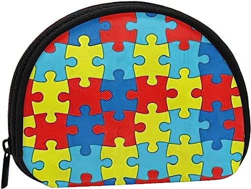 Farbe Puzzle Autistische Störung Muster Frauen Und Mädchen Niedliche Mode Geldbörse Brieftasche Tasche Kleingeld Beutel Schlüsselhalter von IUBBKI
